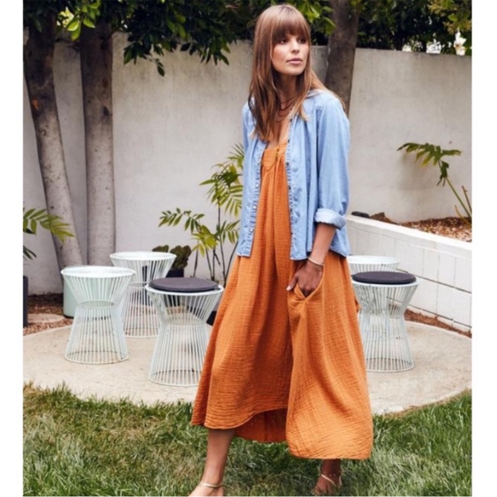Xirena Rumi Cotton Gauze Midi Dress in Beehive XS